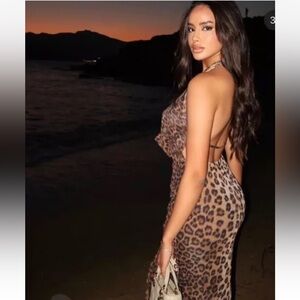 Zara animal printed tulle halter dress